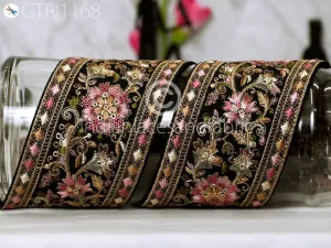9 Yard Floral 8cm Embroidered Fabric Trim Decor Saree Border DIY Crafting Sewing Sari Ribbon Beach Bag Home Decor Embellishment Tape Drapery