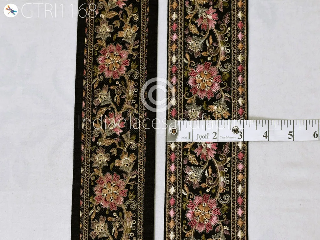 9 Yard Floral 8cm Embroidered Fabric Trim Decor Saree Border DIY Crafting Sewing Sari Ribbon Beach Bag Home Decor Embellishment Tape Drapery