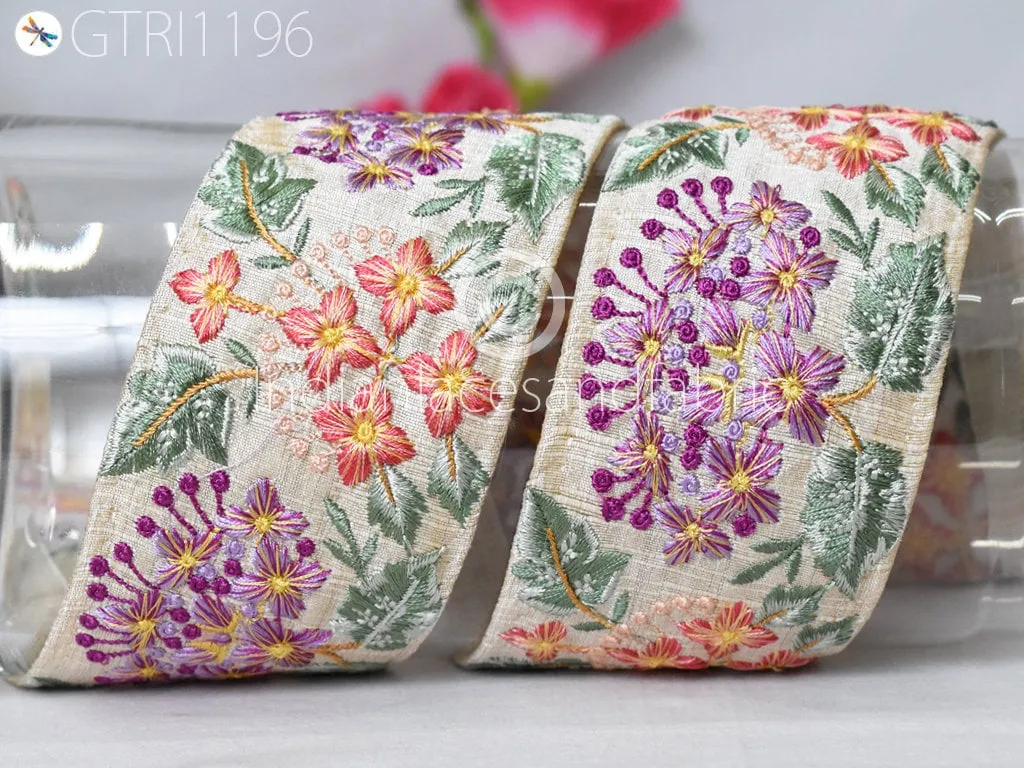 9 Yard Indian 6CM Embroidered Trim Drapery Embellishments Hats Bag Saree Trimming Decorative Ribbon Crafting Sewing Sari Borders Home Decor
