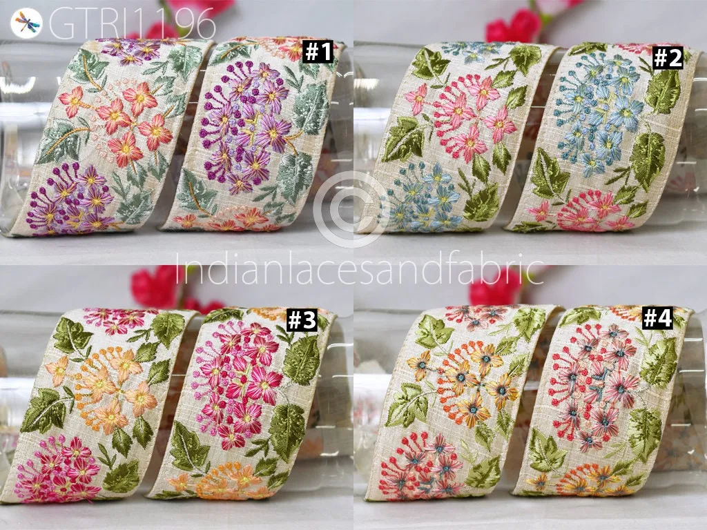 9 Yard Indian 6CM Embroidered Trim Drapery Embellishments Hats Bag Saree Trimming Decorative Ribbon Crafting Sewing Sari Borders Home Decor