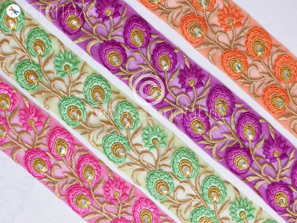 9 Yard Indian 8cm Embroidered Trim  Drapery Hats Bag Saree Decorative Trimmings Ribbons Crafting Sewing Sari Border Embellishment Home Decor