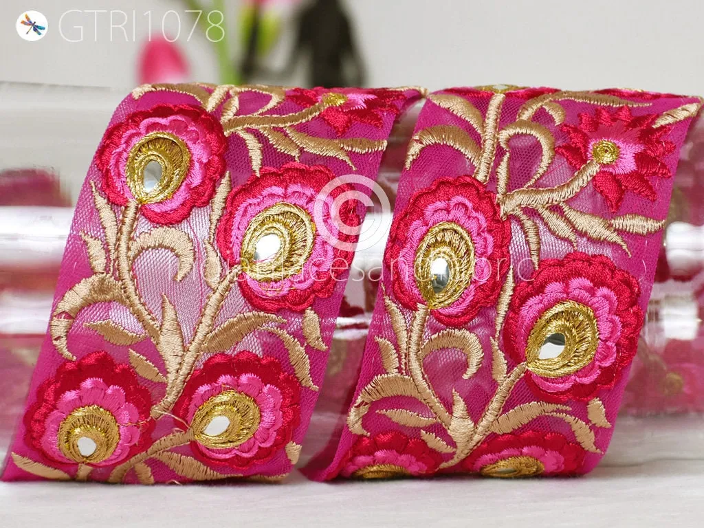 9 Yard Indian 8cm Embroidered Trim  Drapery Hats Bag Saree Decorative Trimmings Ribbons Crafting Sewing Sari Border Embellishment Home Decor