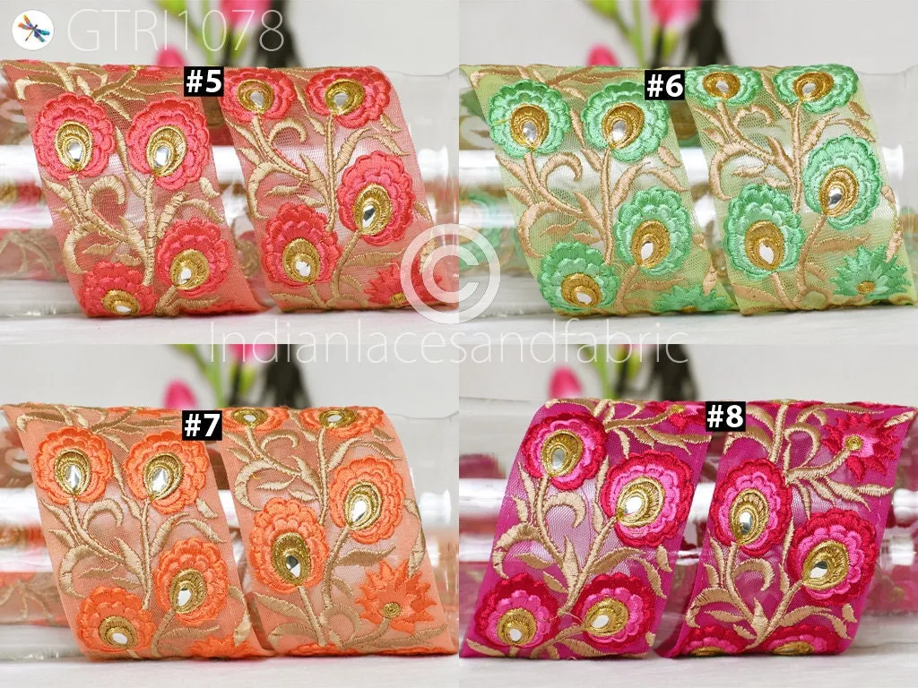 9 Yard Indian 8cm Embroidered Trim  Drapery Hats Bag Saree Decorative Trimmings Ribbons Crafting Sewing Sari Border Embellishment Home Decor