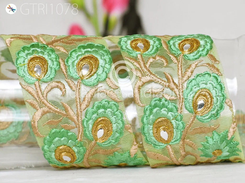9 Yard Indian 8cm Embroidered Trim  Drapery Hats Bag Saree Decorative Trimmings Ribbons Crafting Sewing Sari Border Embellishment Home Decor