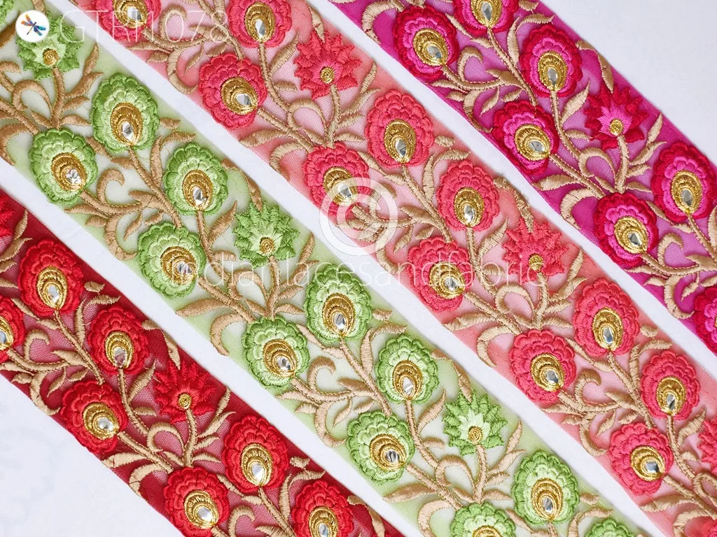 9 Yard Indian 8cm Embroidered Trim  Drapery Hats Bag Saree Decorative Trimmings Ribbons Crafting Sewing Sari Border Embellishment Home Decor