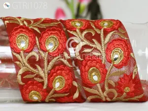 9 Yard Indian 8cm Embroidered Trim  Drapery Hats Bag Saree Decorative Trimmings Ribbons Crafting Sewing Sari Border Embellishment Home Decor