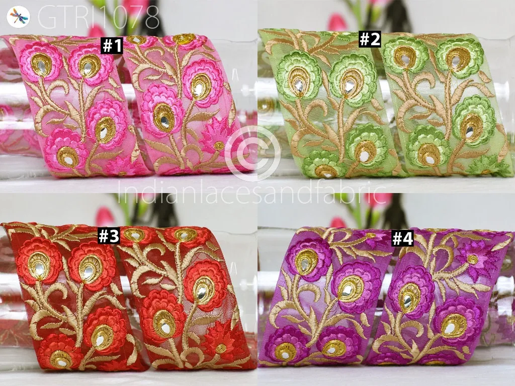 9 Yard Indian 8cm Embroidered Trim  Drapery Hats Bag Saree Decorative Trimmings Ribbons Crafting Sewing Sari Border Embellishment Home Decor