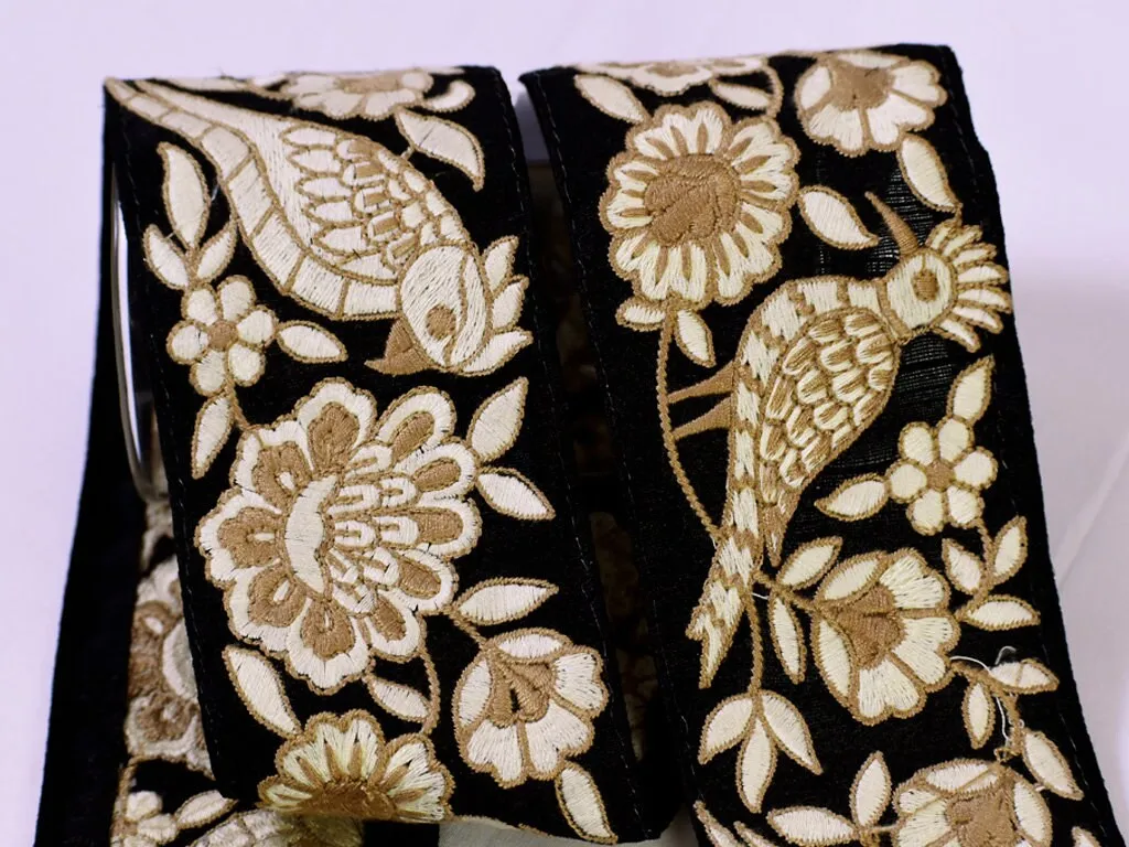 9 Yard Indian Embroidered 7CM Trim Drapery Hats Bag Saree Tape Decorative Ribbon Crafting Sewing Sari Borders Embellishments Home Decor