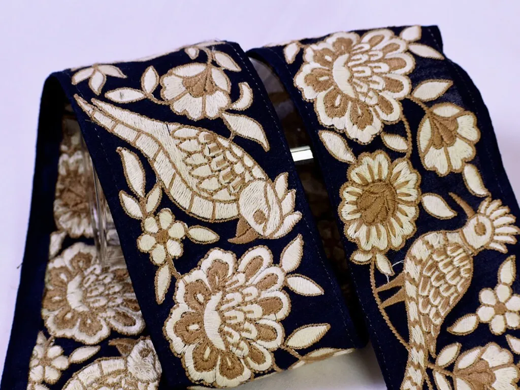 9 Yard Indian Embroidered 7CM Trim Drapery Hats Bag Saree Tape Decorative Ribbon Crafting Sewing Sari Borders Embellishments Home Decor