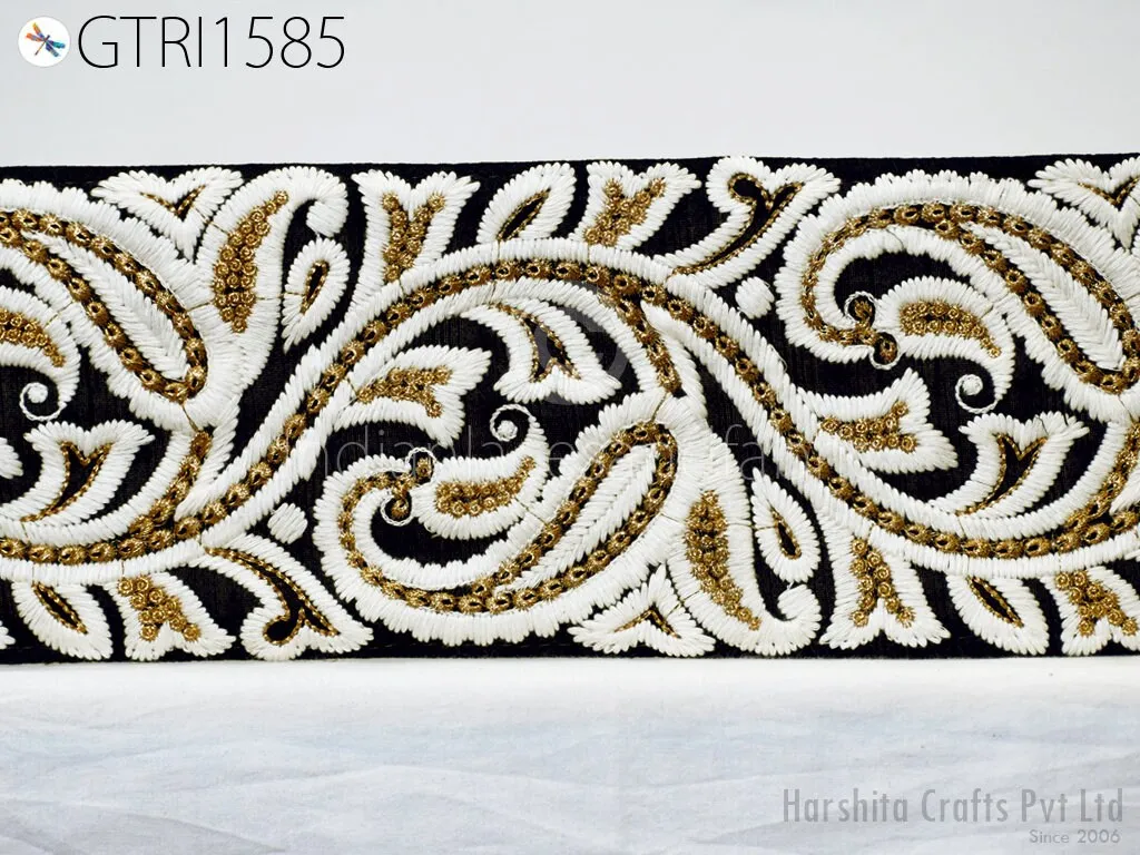 9 Yard Paisley 13cm Embroidered Fabric Trims Decorative Indian Border Sewing Crafting Beach Bags Ribbons Curtains Accessories Embellishments