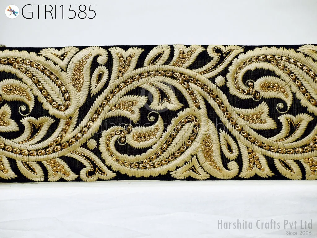 9 Yard Paisley 13cm Embroidered Fabric Trims Decorative Indian Border Sewing Crafting Beach Bags Ribbons Curtains Accessories Embellishments