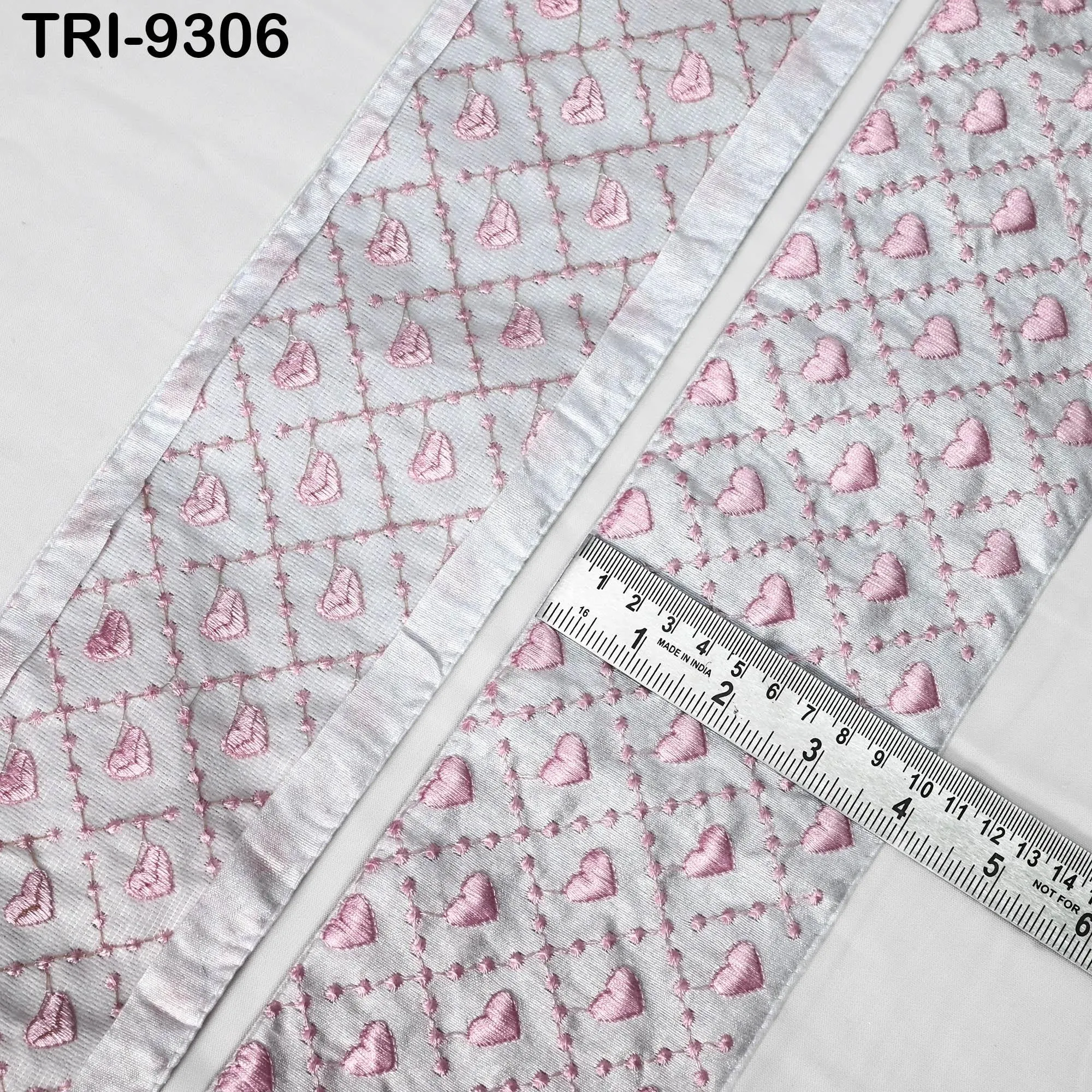 9 Yard Pink Embroidery Ribbon Trim 10cm Saree Border Crafting Sari Sewing Tote Bags Home Decor Embellishment Historic Costumes Junk Journals