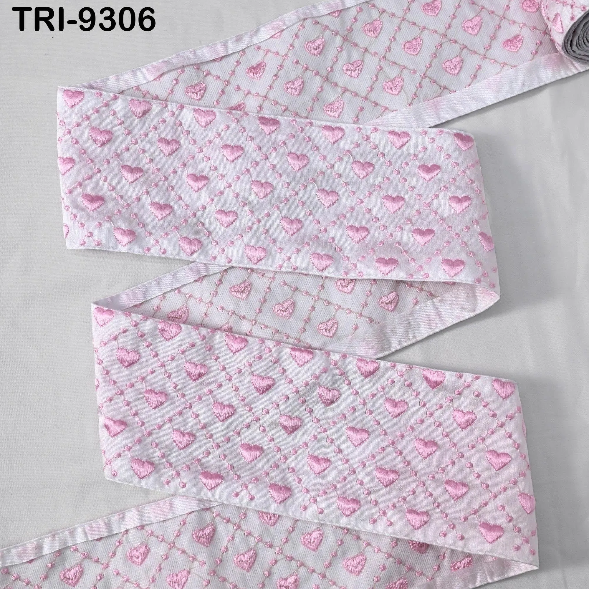 9 Yard Pink Embroidery Ribbon Trim 10cm Saree Border Crafting Sari Sewing Tote Bags Home Decor Embellishment Historic Costumes Junk Journals