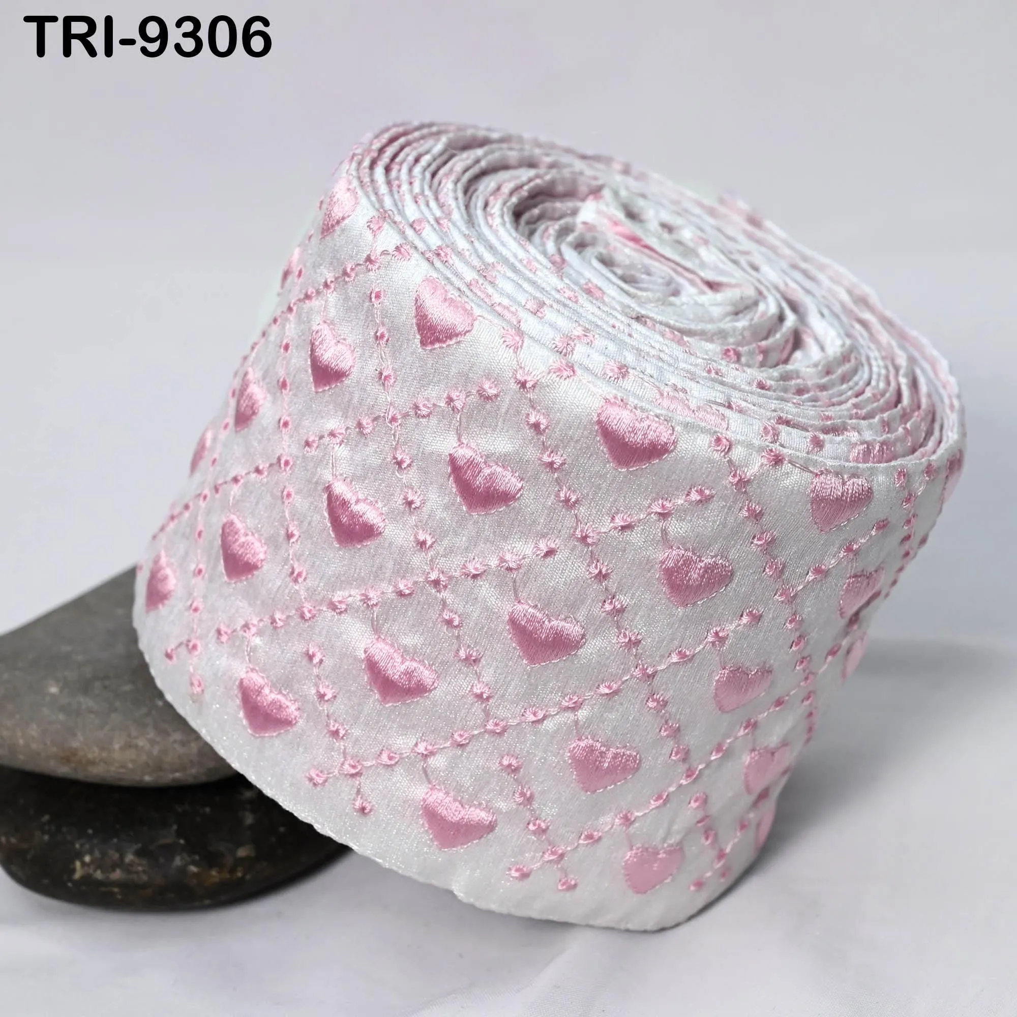 9 Yard Pink Embroidery Ribbon Trim 10cm Saree Border Crafting Sari Sewing Tote Bags Home Decor Embellishment Historic Costumes Junk Journals