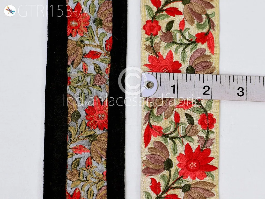 9 Yard Red 5cm Decorative Embroidery Fabric Trim Embellish Table Runner Crafting Sewing Costume Saree Indian Sari Border Embroidered Ribbon