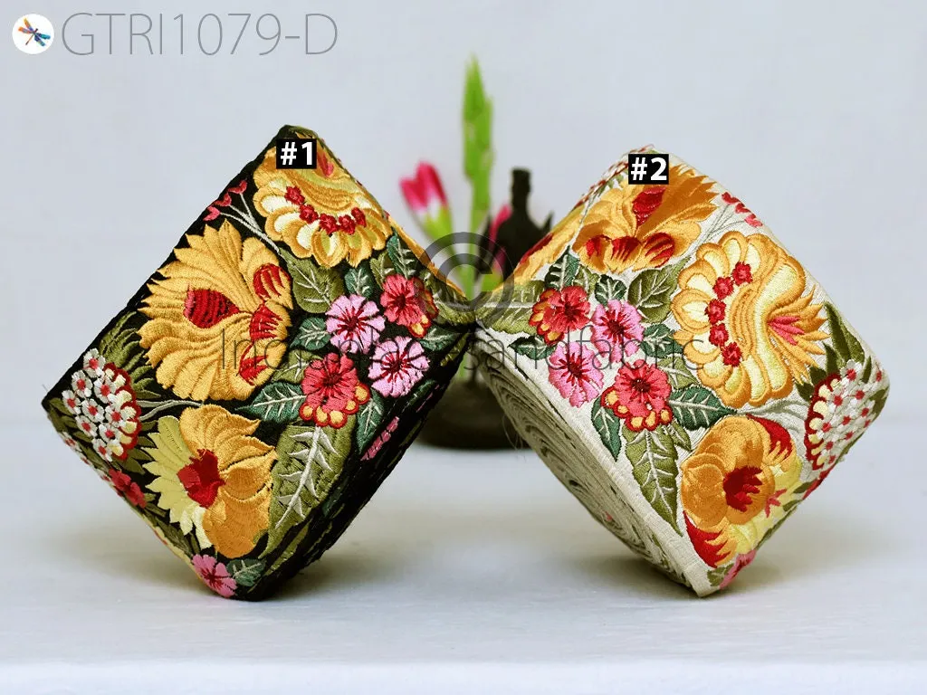 9 Yard Yellow 10CM Indian Embellishment Embroidered Trim Cushion Covers Embroidery Saree Ribbon Sewing Crafting Border Wedding Trim Curtain