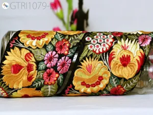 9 Yard Yellow 10CM Indian Embellishment Embroidered Trim Cushion Covers Embroidery Saree Ribbon Sewing Crafting Border Wedding Trim Curtain