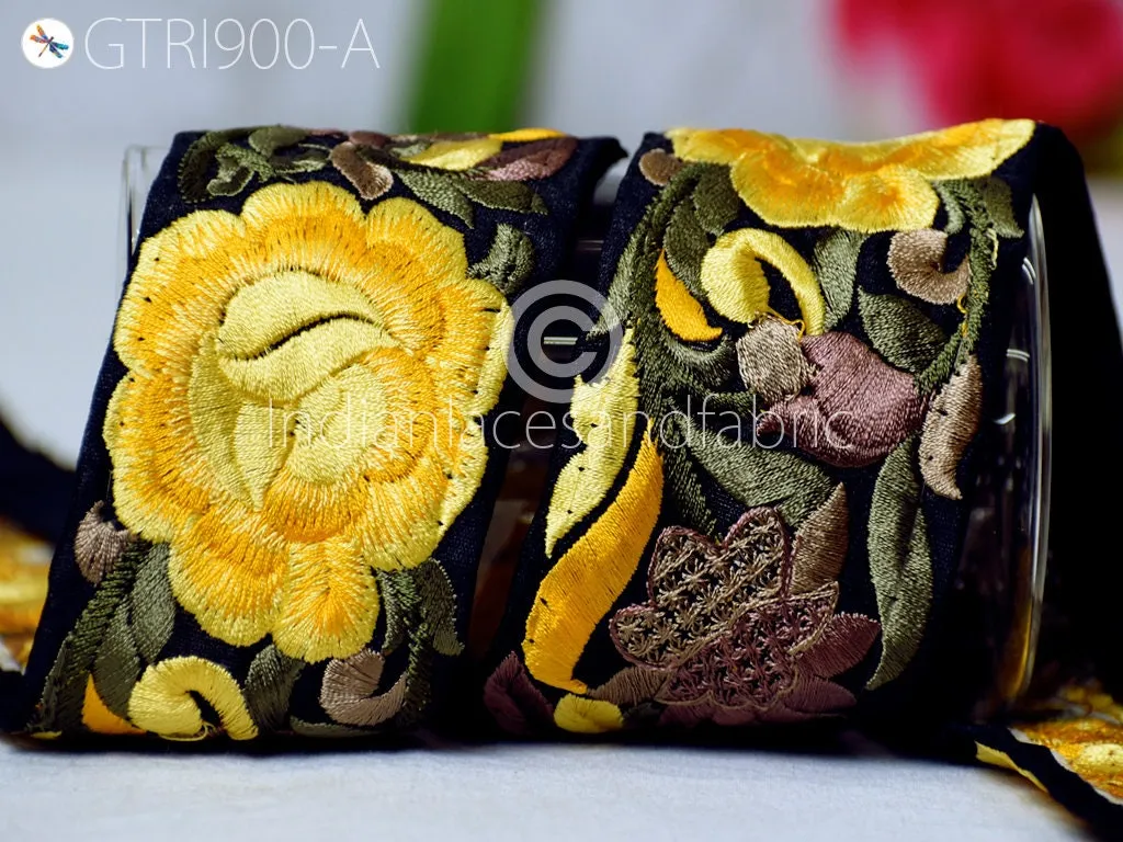 9 Yard Yellow Indian Sari Border Crafting 5 CM Trim Sewing Fabric Embroidered Decorative Costume Wholesale Cushion Home Decor Trimming