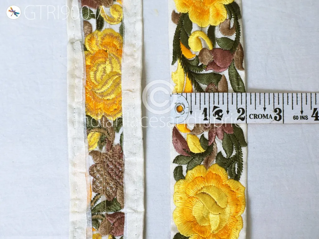 9 Yard Yellow Indian Sari Border Crafting 5 CM Trim Sewing Fabric Embroidered Decorative Costume Wholesale Cushion Home Decor Trimming