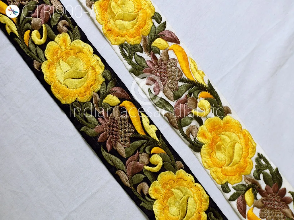 9 Yard Yellow Indian Sari Border Crafting 5 CM Trim Sewing Fabric Embroidered Decorative Costume Wholesale Cushion Home Decor Trimming