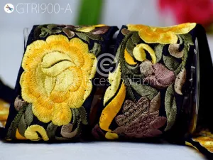 9 Yard Yellow Indian Sari Border Crafting 5 CM Trim Sewing Fabric Embroidered Decorative Costume Wholesale Cushion Home Decor Trimming