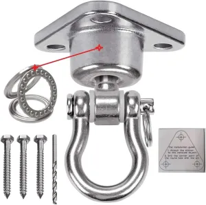 9M Stainless Steel Hanger with Smooth Swing Bearings, Heavy Duty 180° 360° Swivel Swing Hook, 1500 lb Capacity Playground Yoga Hammock Chair Rope, sandbag Porch Swing Bag Sleeve