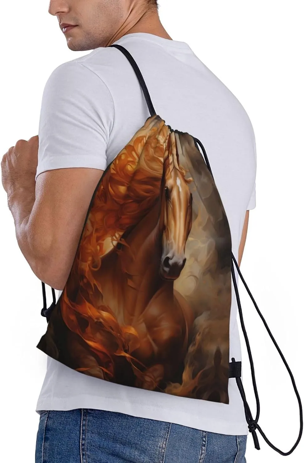 A Horse With A Flowing Mane Drawstring Bags â€“ Water-Resistant Sports Gym Sackpack,Gifts,Fitness Enthusiasts