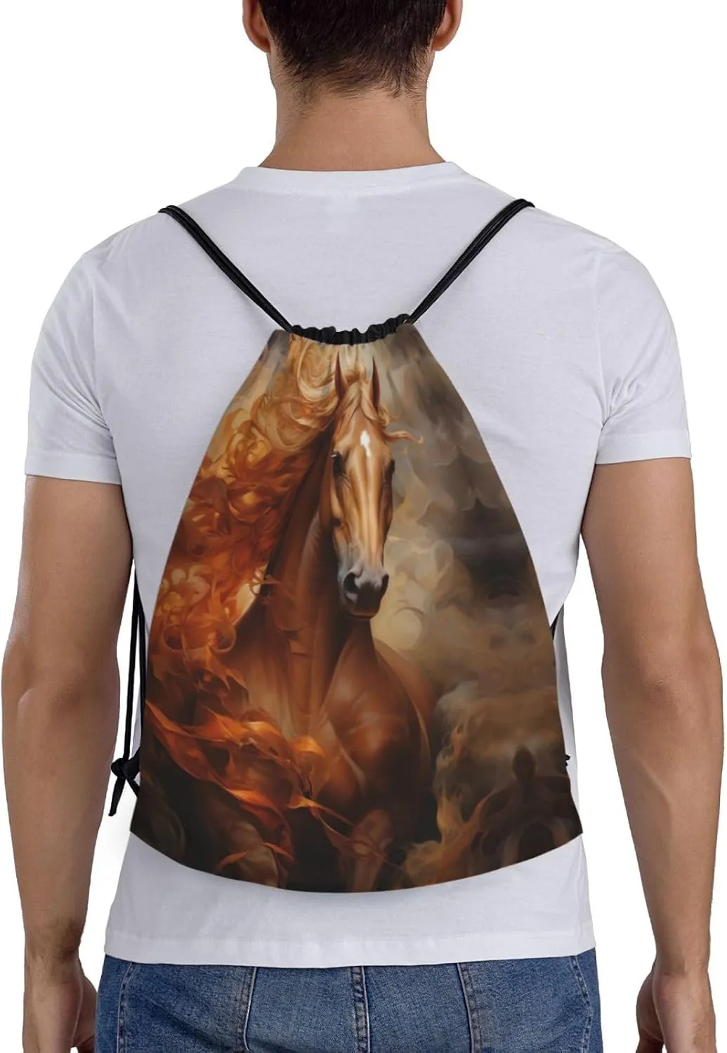 A Horse With A Flowing Mane Drawstring Bags â€“ Water-Resistant Sports Gym Sackpack,Gifts,Fitness Enthusiasts