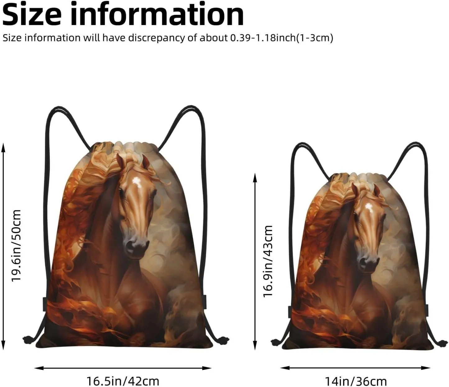 A Horse With A Flowing Mane Drawstring Bags â€“ Water-Resistant Sports Gym Sackpack,Gifts,Fitness Enthusiasts