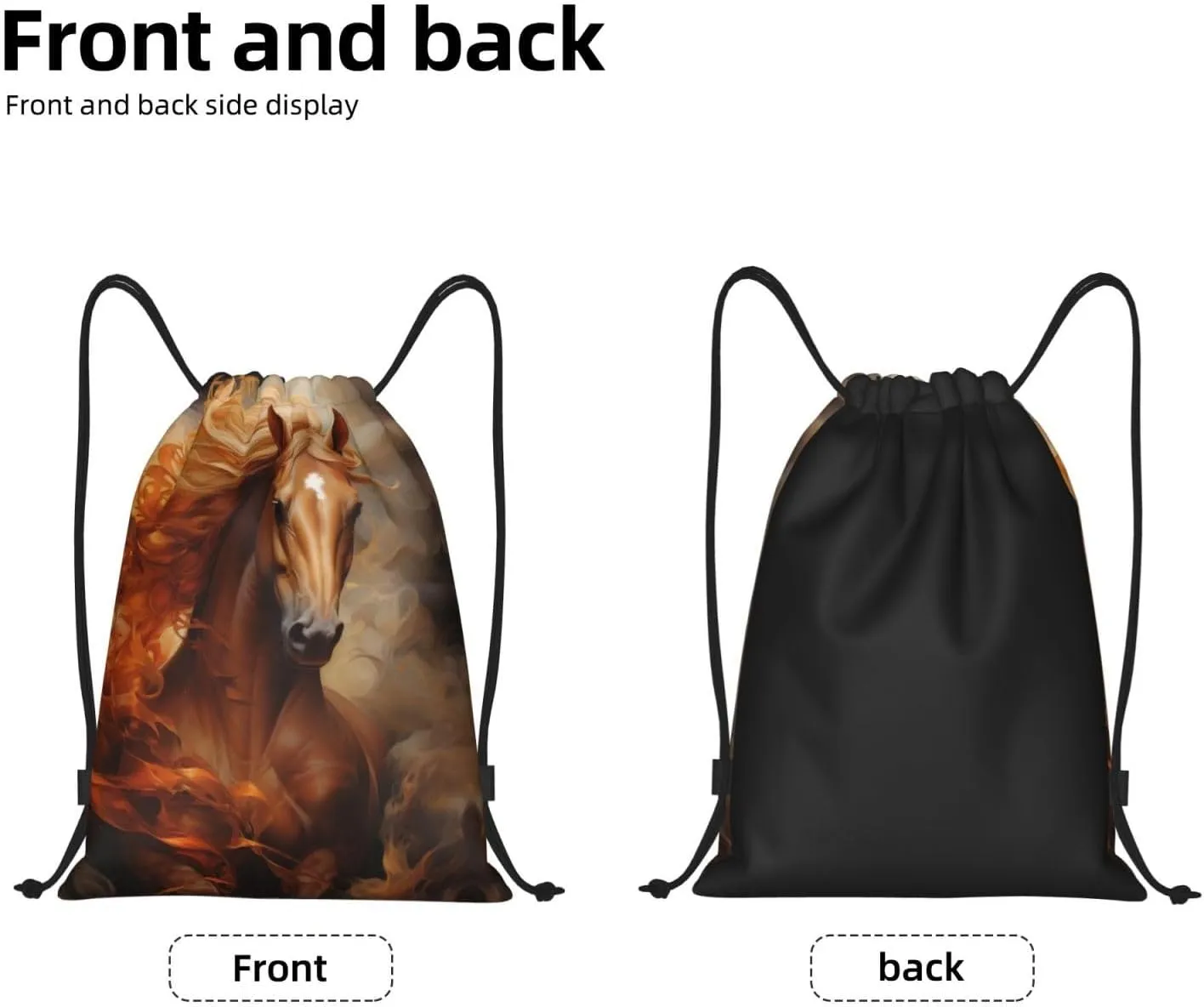A Horse With A Flowing Mane Drawstring Bags â€“ Water-Resistant Sports Gym Sackpack,Gifts,Fitness Enthusiasts