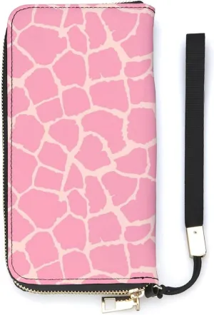 Abstract Modern Giraffe Women's Leather Long Large Capacity Wallet Clutch Wallet with Hand Strap, 20x10.5cm, style-35-4