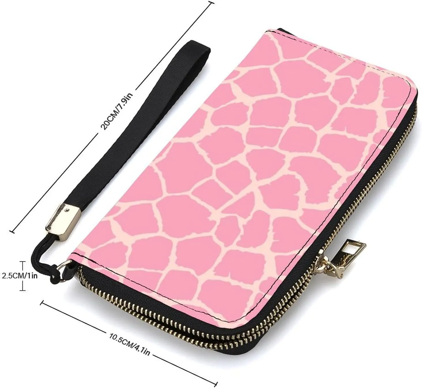 Abstract Modern Giraffe Women's Leather Long Large Capacity Wallet Clutch Wallet with Hand Strap, 20x10.5cm, style-35-4