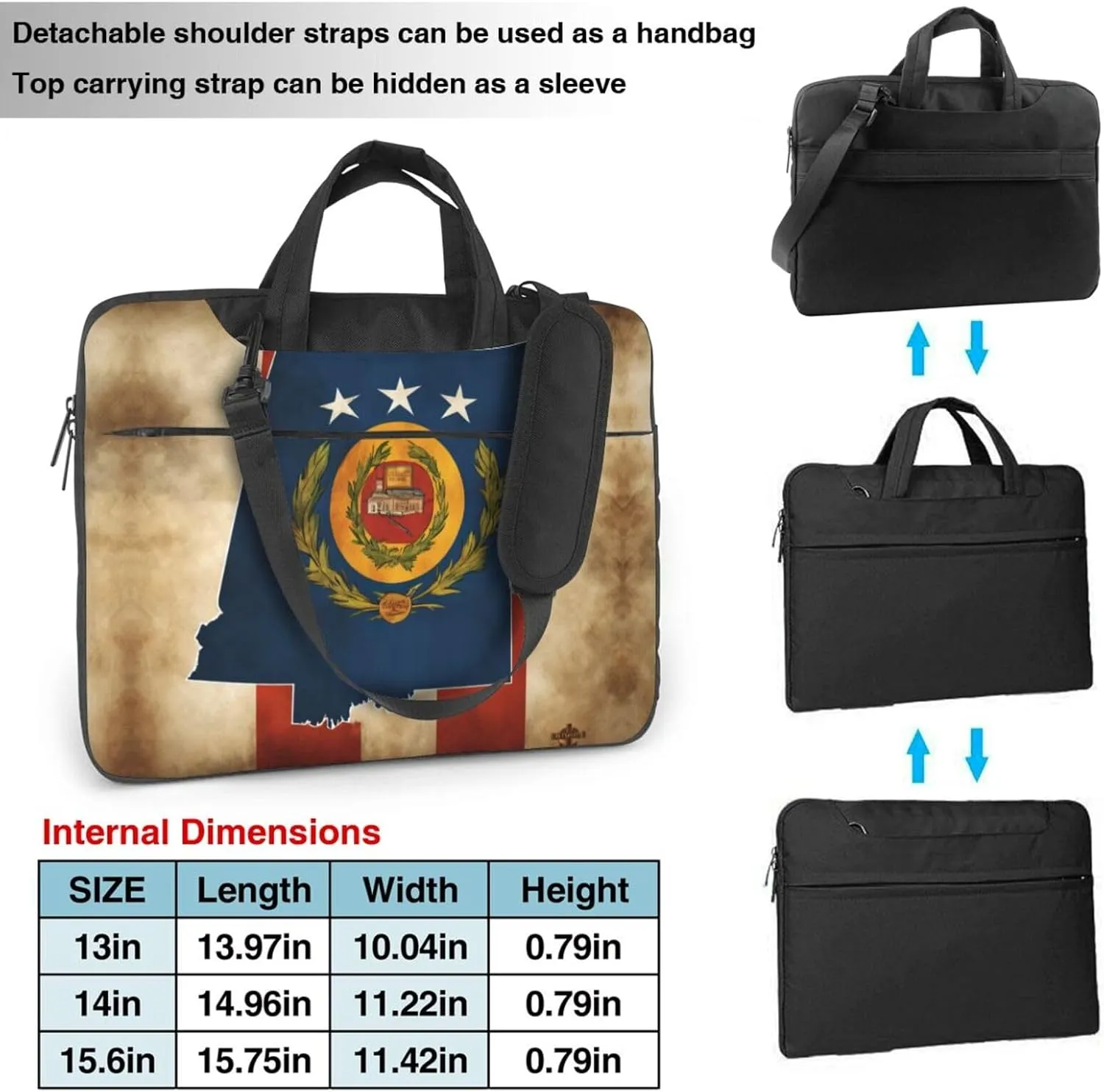 Abstract Oklahoma State Flag map01 Print Work Casual Office Laptop Shoulder Messenger Bag 13 inch 14 inch 15.6 inch