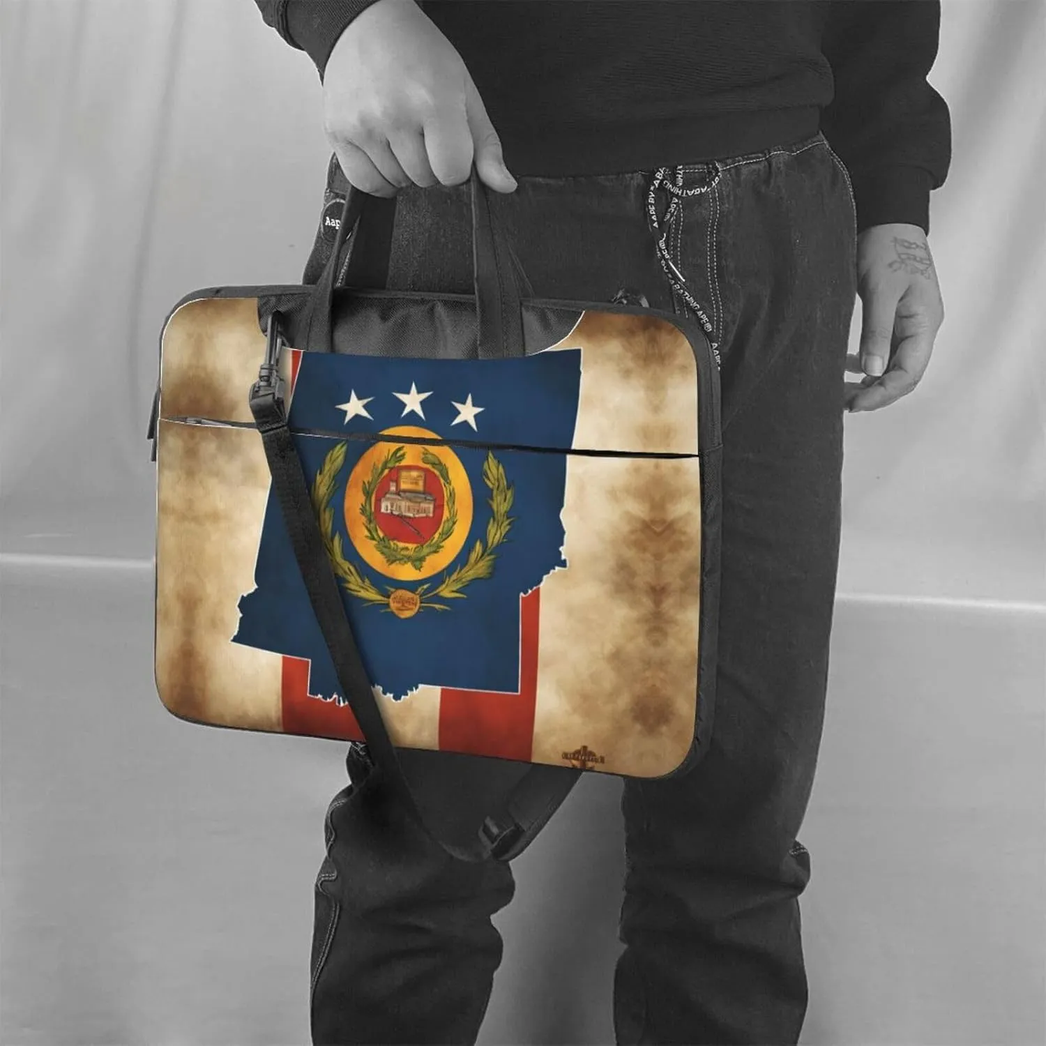 Abstract Oklahoma State Flag map01 Print Work Casual Office Laptop Shoulder Messenger Bag 13 inch 14 inch 15.6 inch