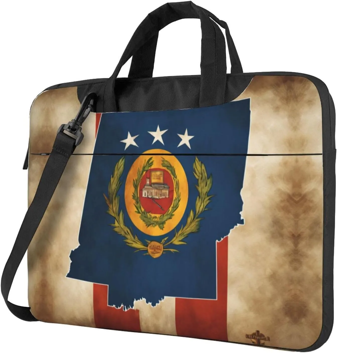 Abstract Oklahoma State Flag map01 Print Work Casual Office Laptop Shoulder Messenger Bag 13 inch 14 inch 15.6 inch