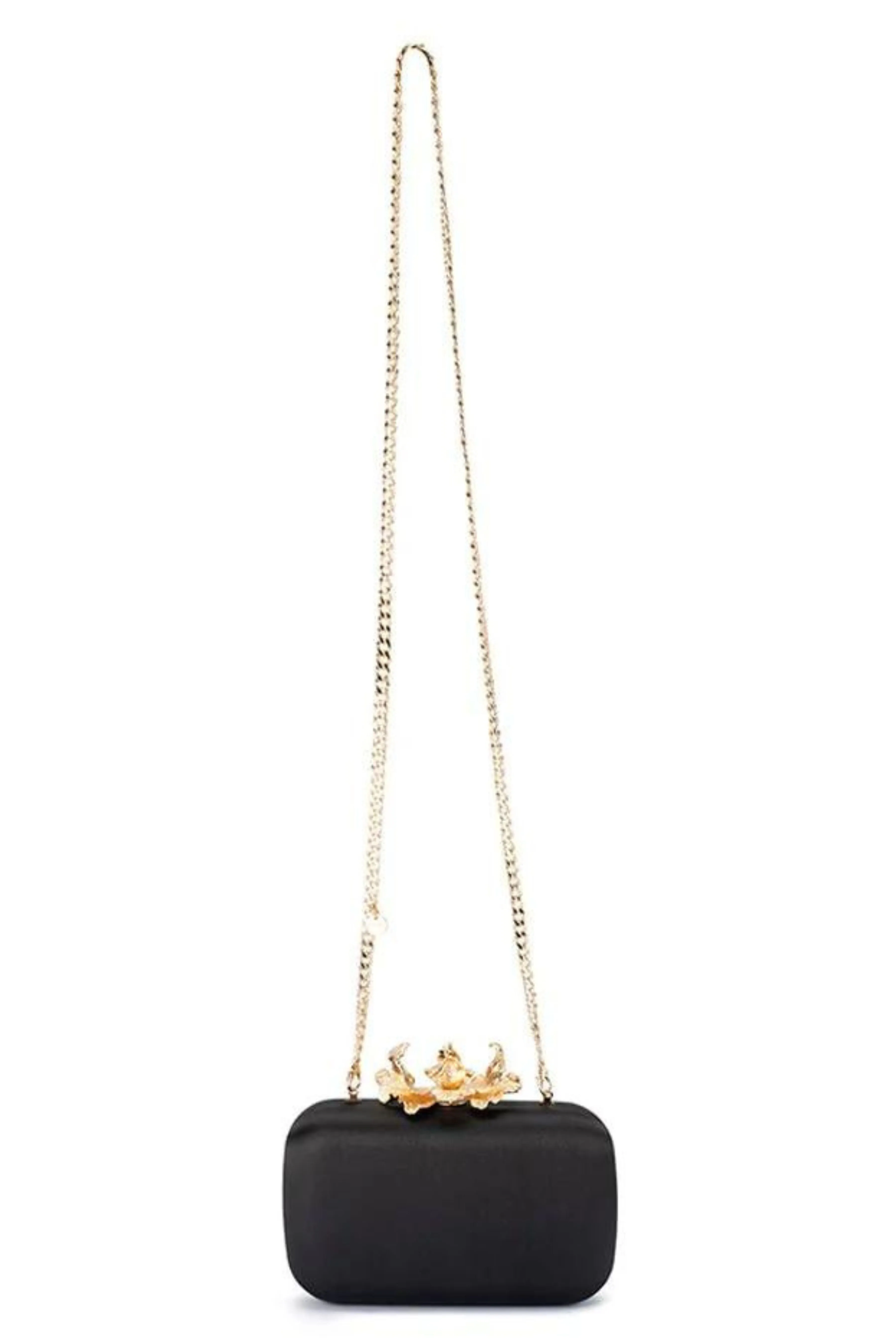 Adele Orchid Lock Clutch - Black