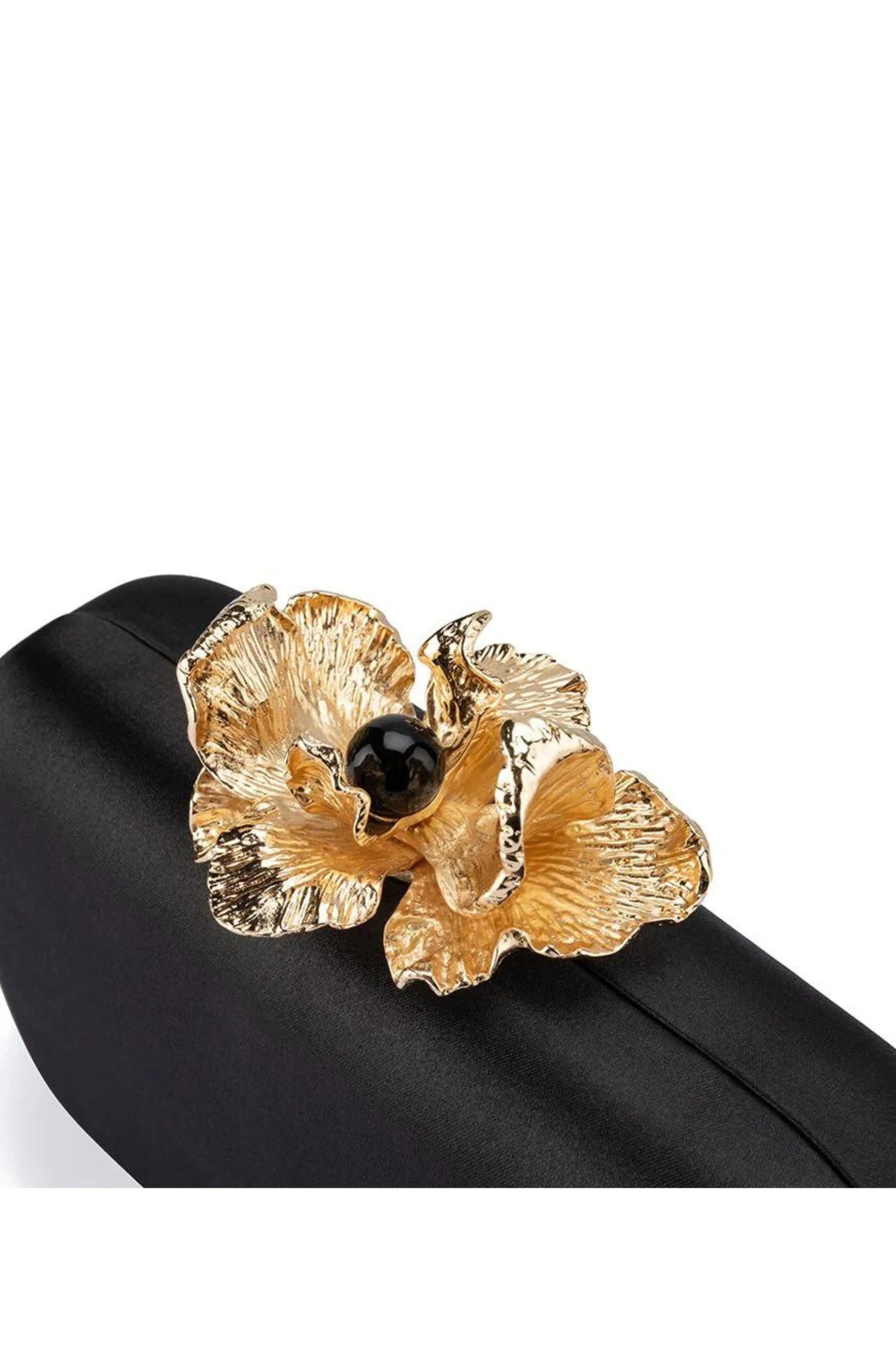 Adele Orchid Lock Clutch - Black