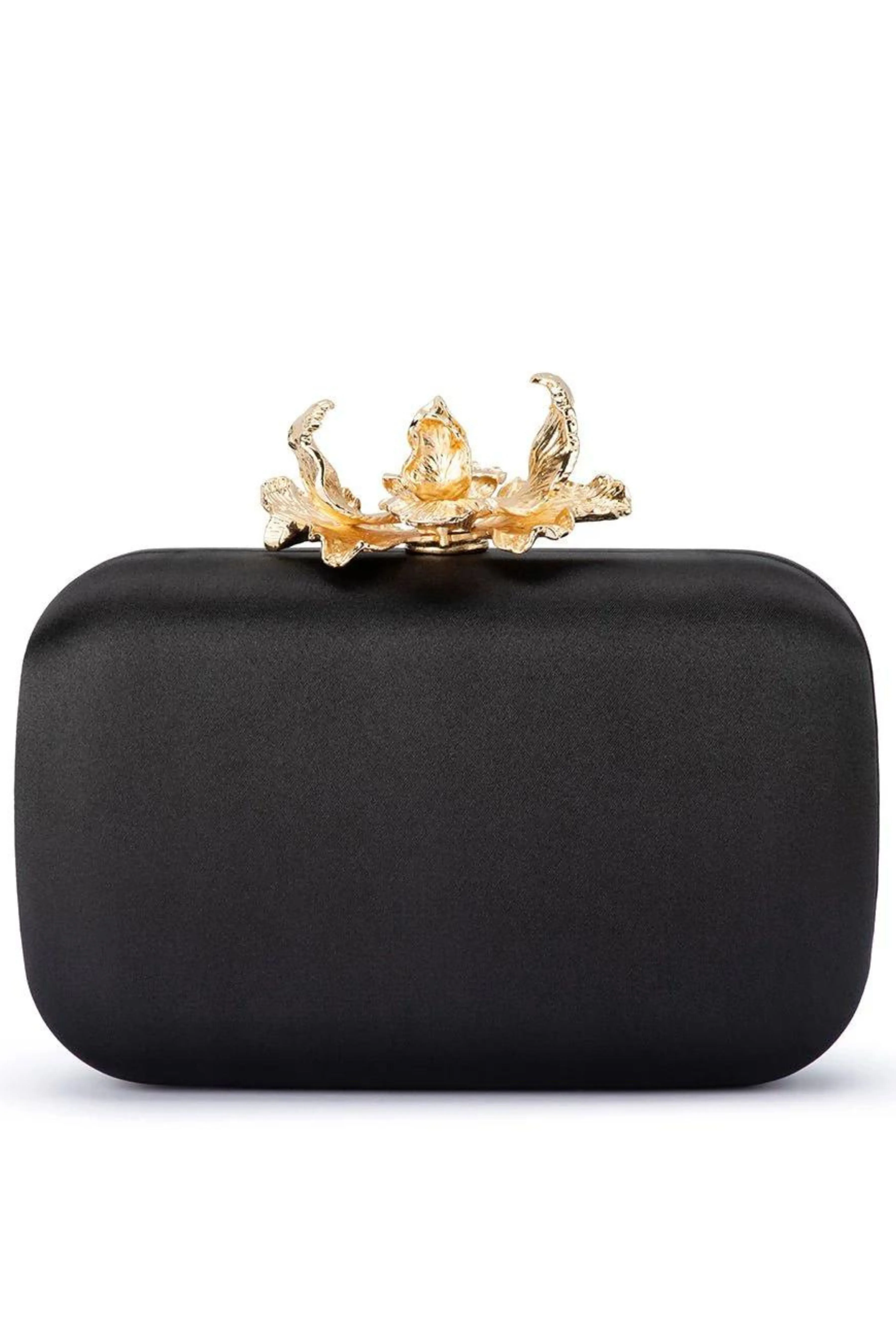 Adele Orchid Lock Clutch - Black