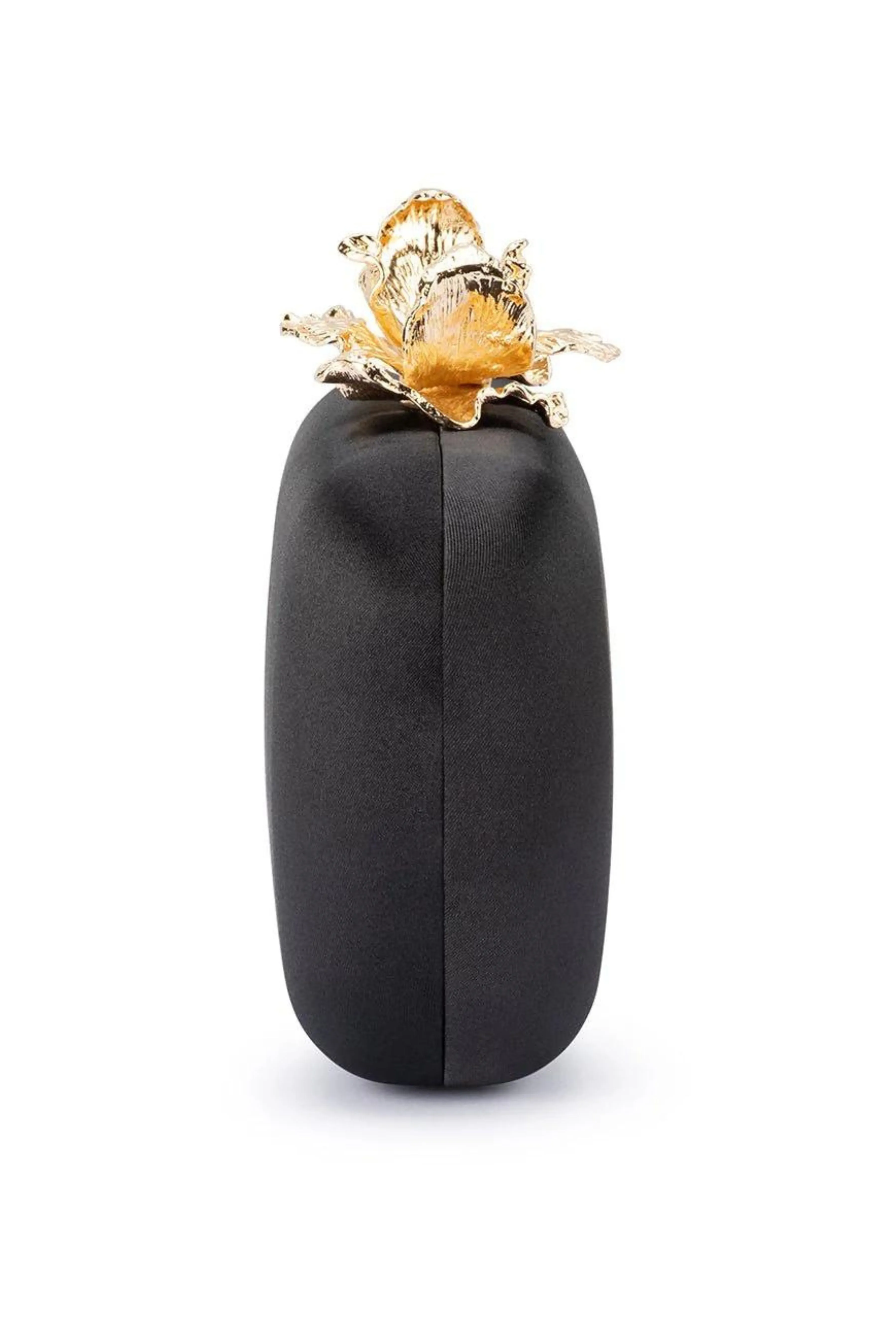 Adele Orchid Lock Clutch - Black