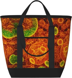 adherent eukaryotic cells seen through a microscop Print Tote Bag Adult Heavy Duty For Picnic Beach Camping Large Capacity Insulated Tote Bag