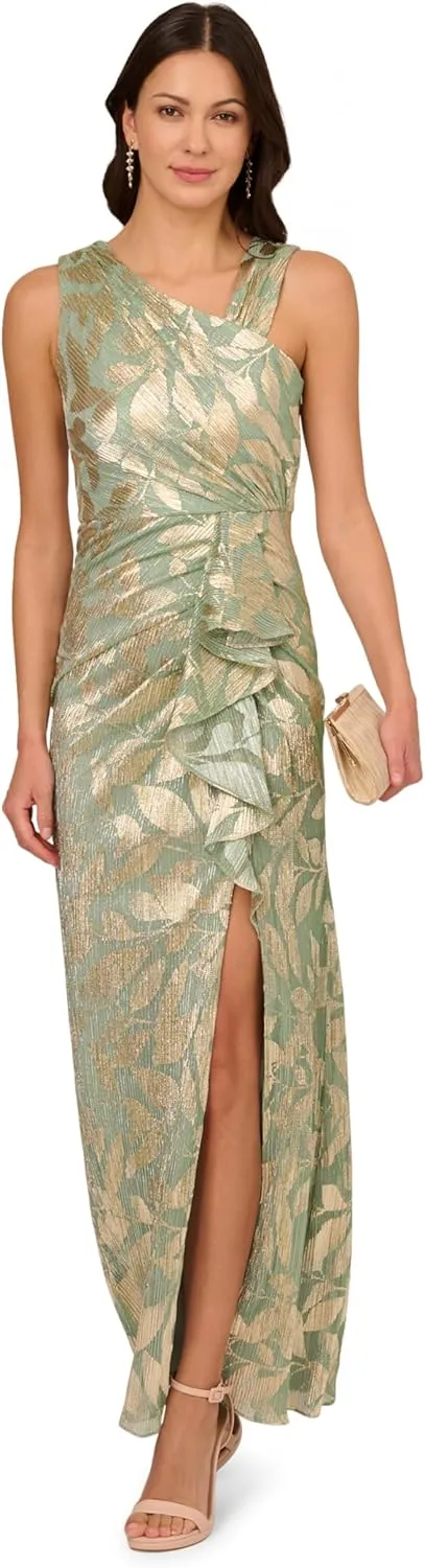 Adrianna Papell Women's Foil Asymmetric Gown