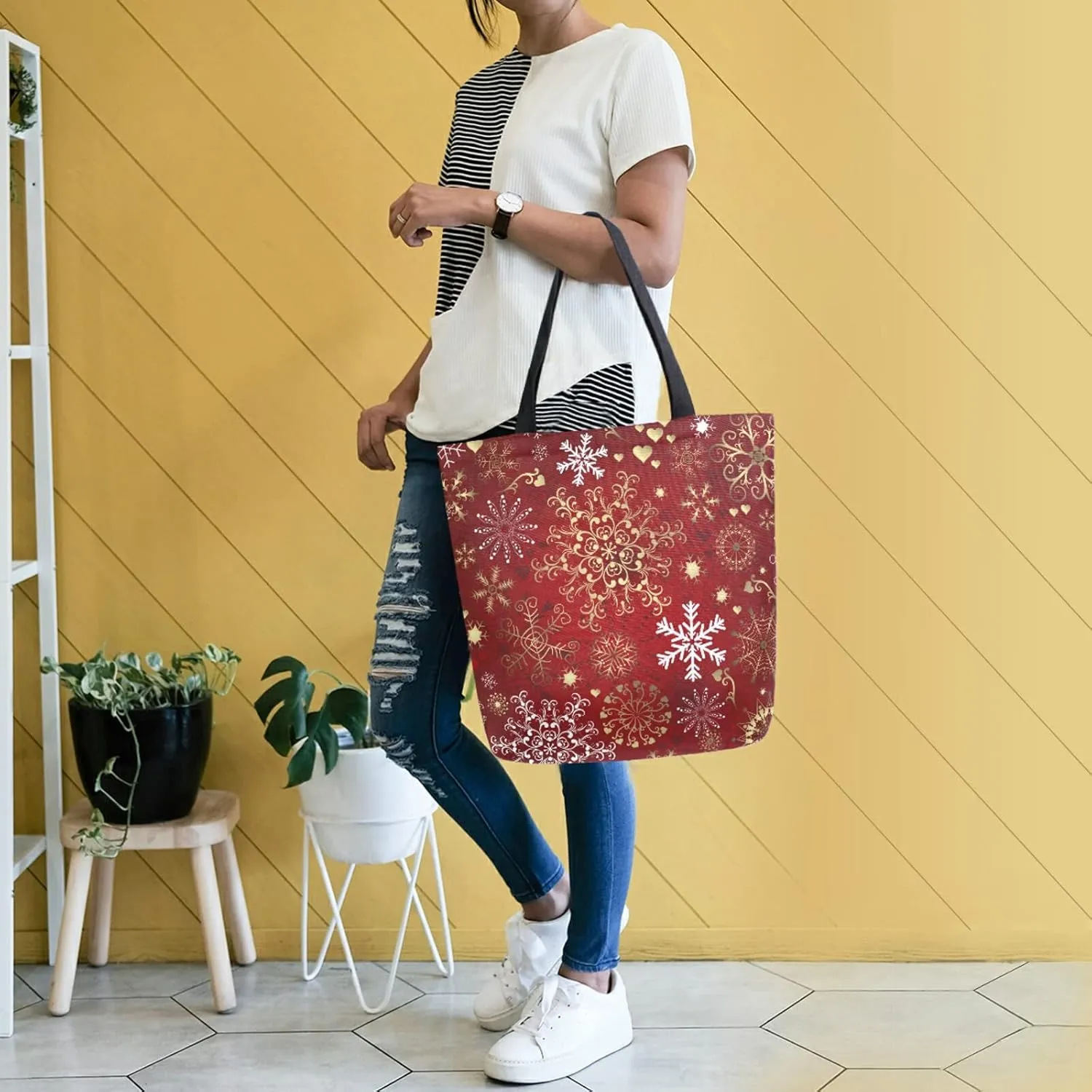 ALAZA Canvas Tote Bag Large Women Casual Shoulder Bag Handbag For Outdoors Holiday Weekender Travel