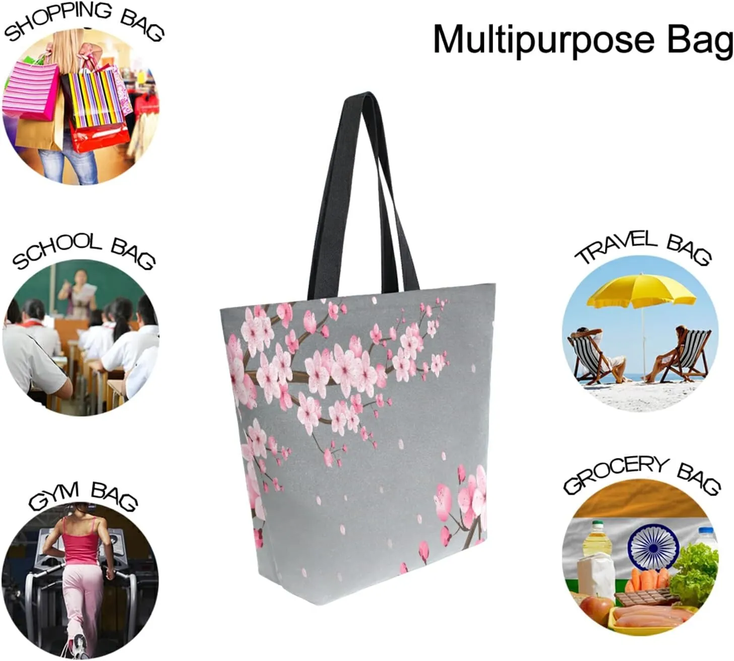 ALAZA Canvas Tote Bag Large Women Casual Shoulder Bag Handbag For Outdoors Holiday Weekender Travel