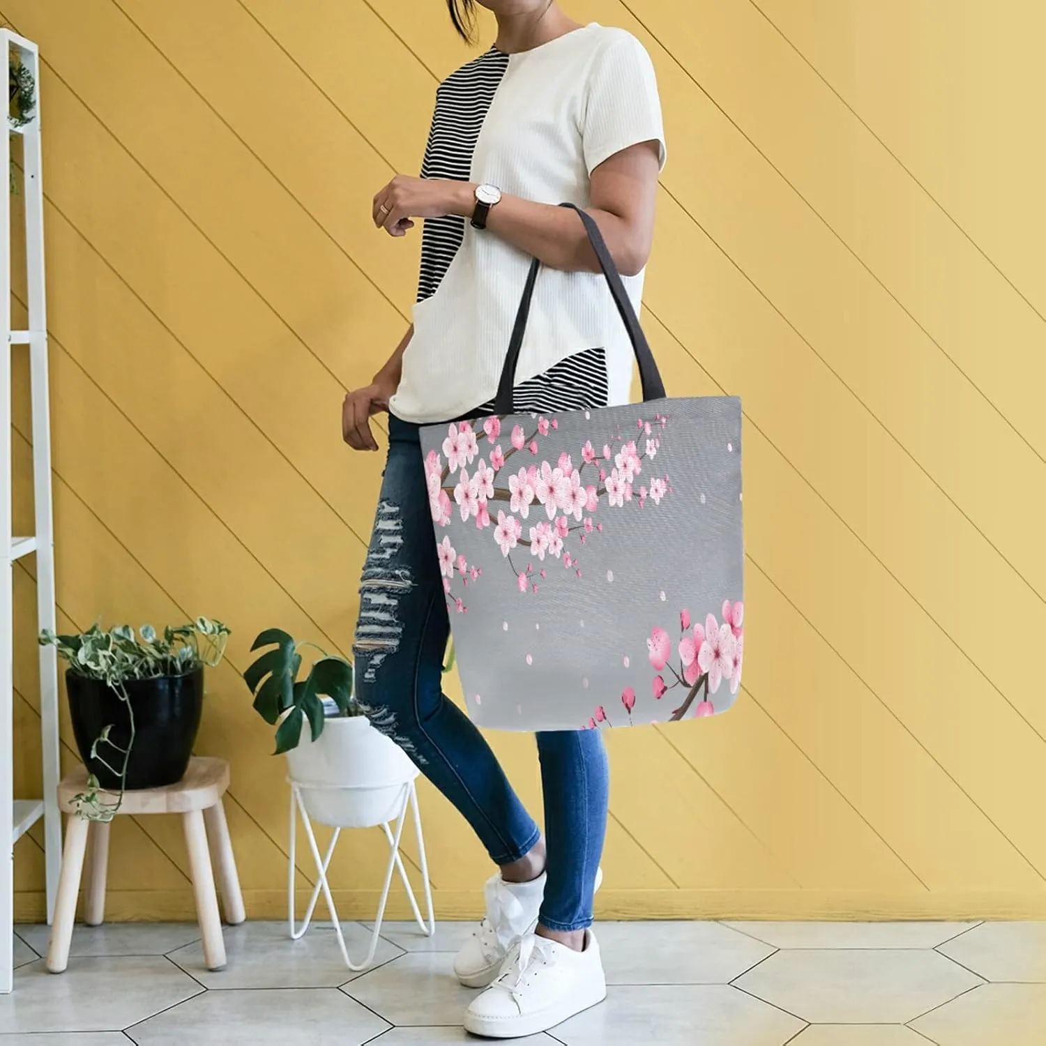 ALAZA Canvas Tote Bag Large Women Casual Shoulder Bag Handbag For Outdoors Holiday Weekender Travel