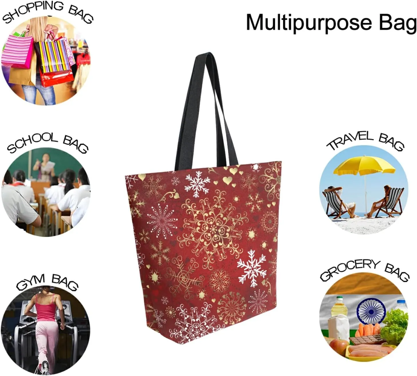 ALAZA Canvas Tote Bag Large Women Casual Shoulder Bag Handbag For Outdoors Holiday Weekender Travel