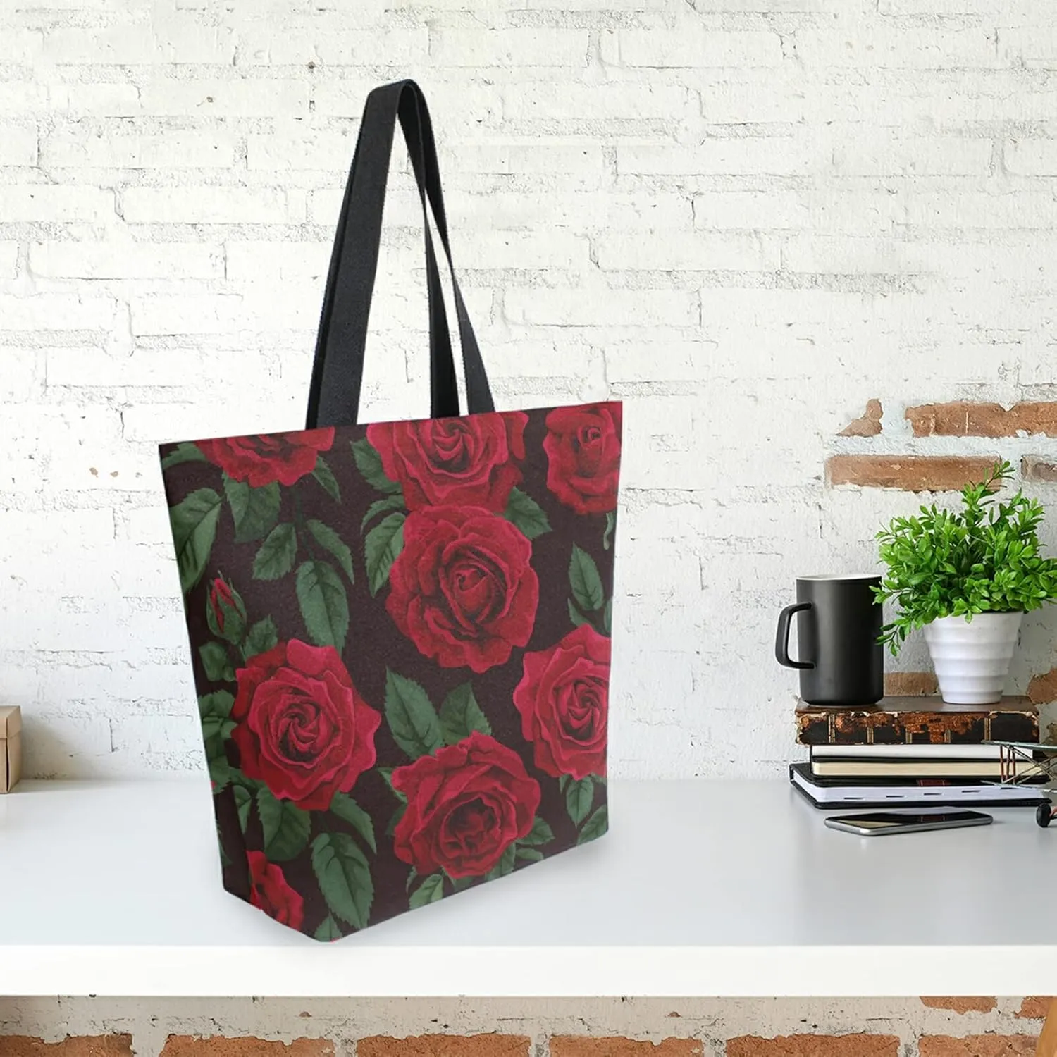 ALAZA Canvas Tote Bag Large Women Casual Shoulder Bag Handbag For Outdoors Holiday Weekender Travel
