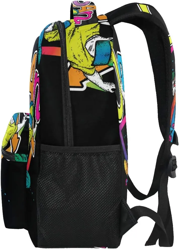 ALAZA Graffiti Skater With Skateboard Urban Geomtric Stylish Large Backpack Personalized Laptop iPad Tablet Travel School Bag with Multiple Pockets
