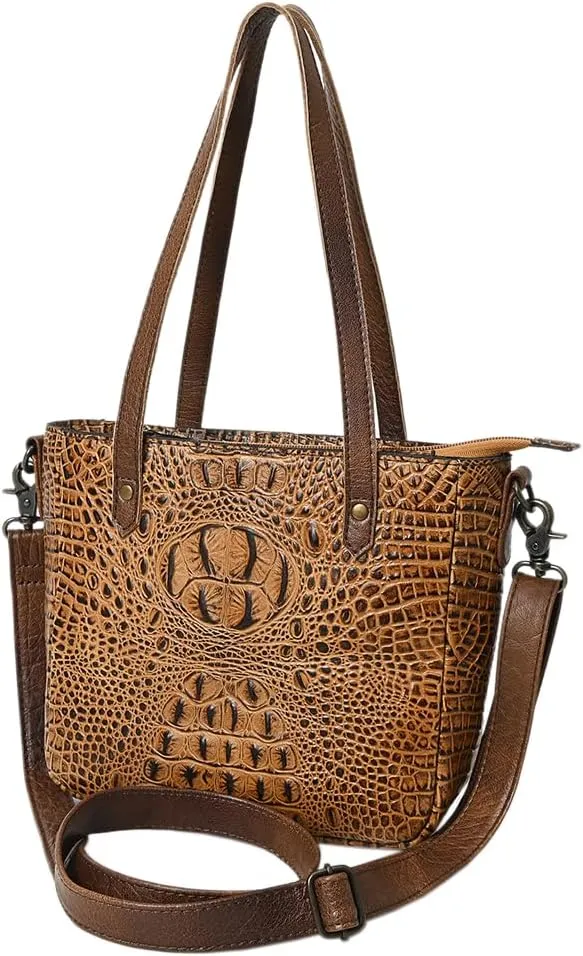 American Darling Tote Crocodile Embossed Genuine Leather Women Bag Western Handbag Purse