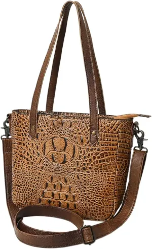 American Darling Tote Crocodile Embossed Genuine Leather Women Bag Western Handbag Purse