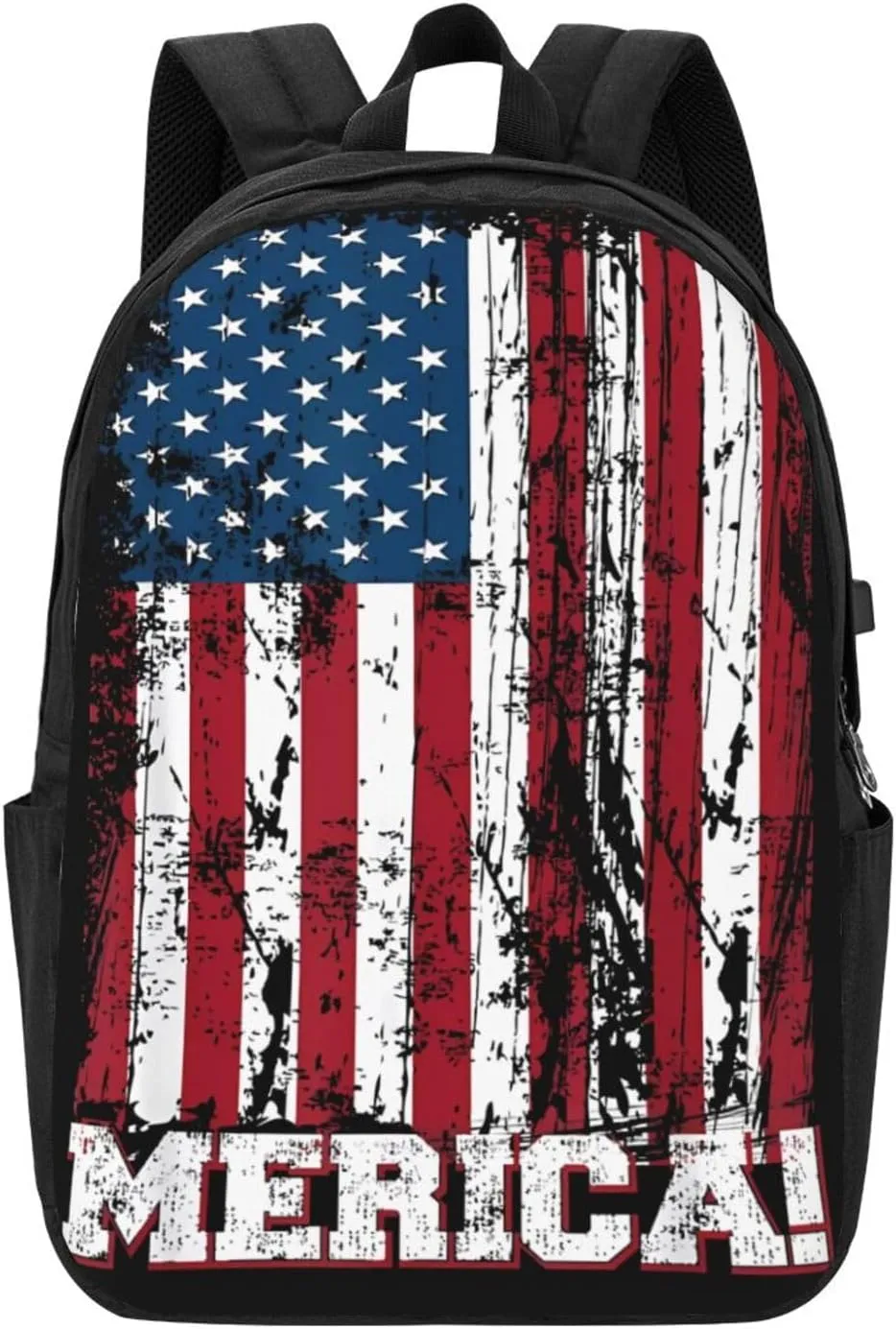 American Flag Patriotic Backpack 17 Inch Laptop Backpacks Outdoor Travel Rucksack Work Business Daypack with USB Port Carry On Bag for Cycling Hiking